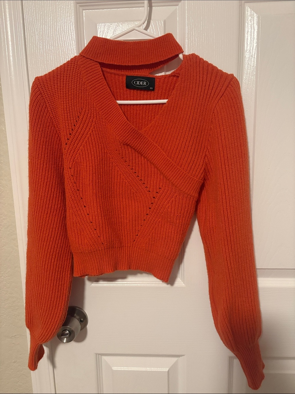 Cider Coral-Orange Wrap V-Neck Sweater